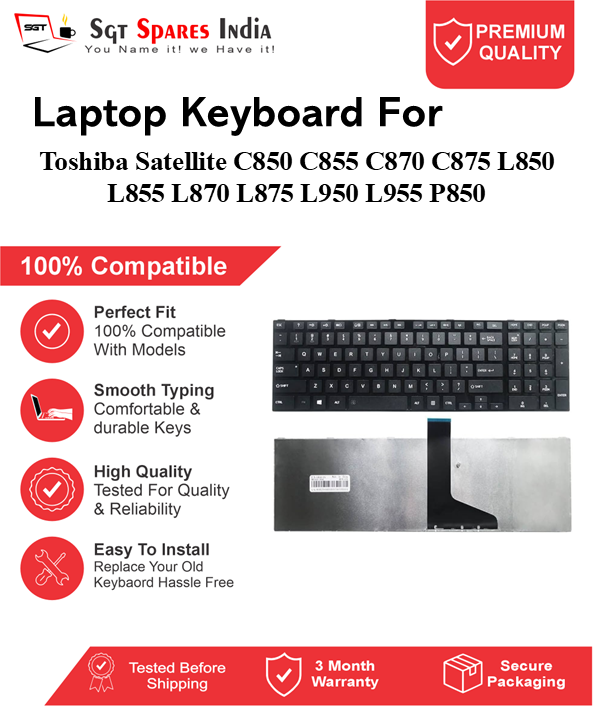 Toshiba Satellite C850 C855 C870 C875 L850 L855 L870 L875 L950 L955 P850 Black without backlight Laptop Keyboard Compatible Replacement