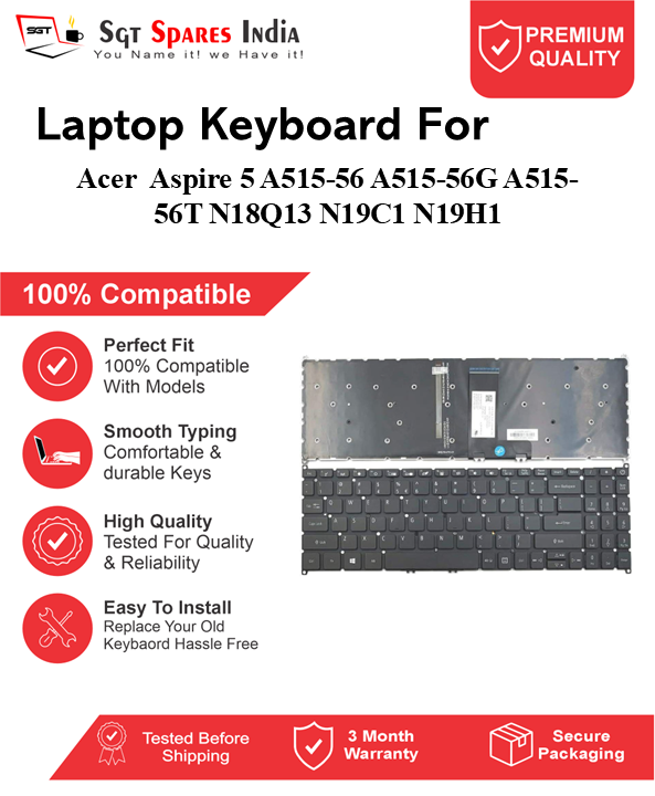 Acer Aspire5 A515-56 A515-56G A515-56T N18Q13 N19C1 N19H1 Black With Backlight and Without Backlight Laptop Keyboard Compatible Replacement