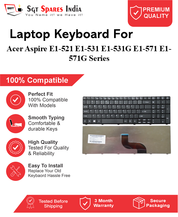 Acer Aspire E1-521 E1-531 E1-531G E1-571 E1-571G Series Black without backlight Laptop Keyboard Compatible Replacement