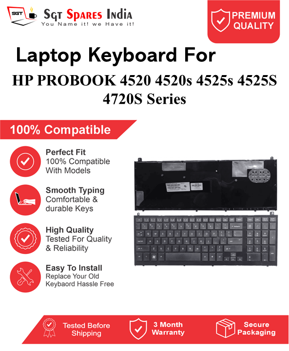 HP PROBOOK 4520 4520s 4525s 4525S 4720S Series Black without backlight Laptop Keyboard Compatible Replacement