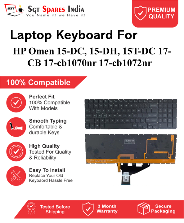 HP Omen 15-DC, 15-DH, 15T-DC 17-CB 17-cb1070nr 17-cb1072nr Black RGB Backlight Laptop Keyboard Compatible Replacement