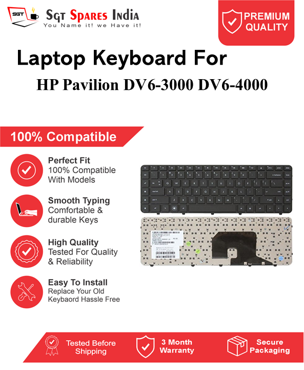 HP Pavilion DV6-3000 DV6-4000 Black without backlight Laptop Keyboard Compatible Replacement