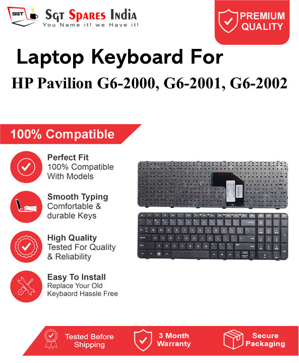HP Pavilion G6-2000, G6-2001, G6-2002 Black without backlight Laptop Keyboard Compatible Replacement