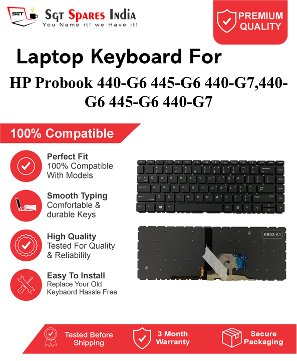 HP Probook 440-G6 445-G6 440-G7,440-G6 445-G6 440-G7 Black With Backlight and Without Backlight Laptop Keyboard Compatible Replacement