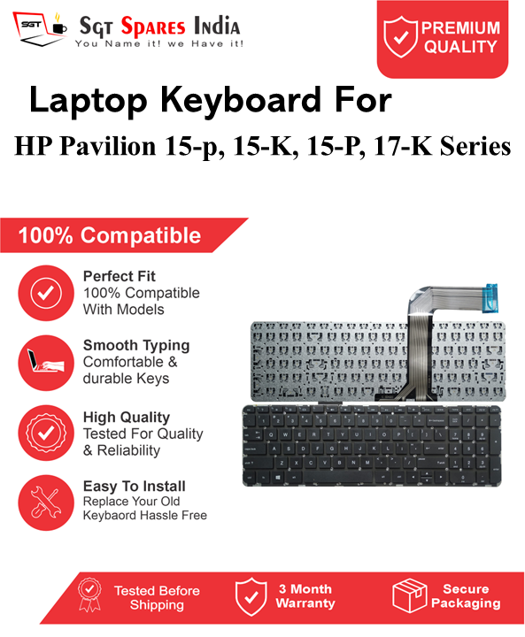 HP Pavilion 15-p, 15-K, 15-P, 17-K Series Black, White without backlight Laptop Keyboard Compatible Replacement