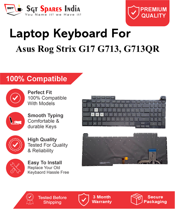 Asus Rog Strix G17 G713, G713QR Black RGB Backlight Laptop Keyboard Compatible Replacement