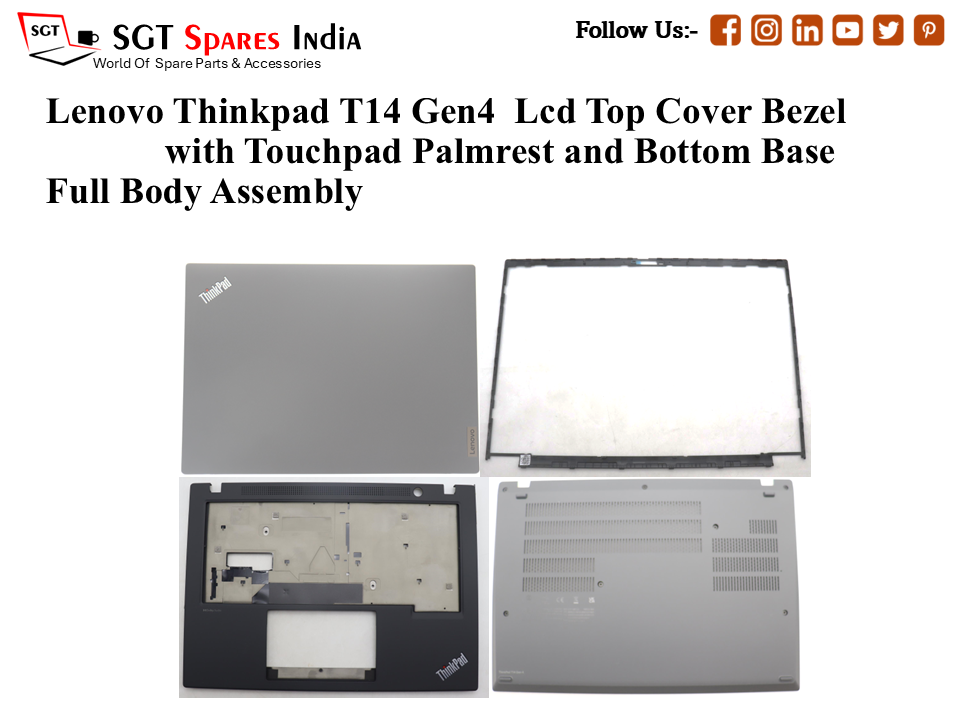 Lenovo Thinkpad T14 Gen4 Laptop Lcd Top Cover Bezel with Touchpad Palmrest and Bottom Base Full Body Assembly