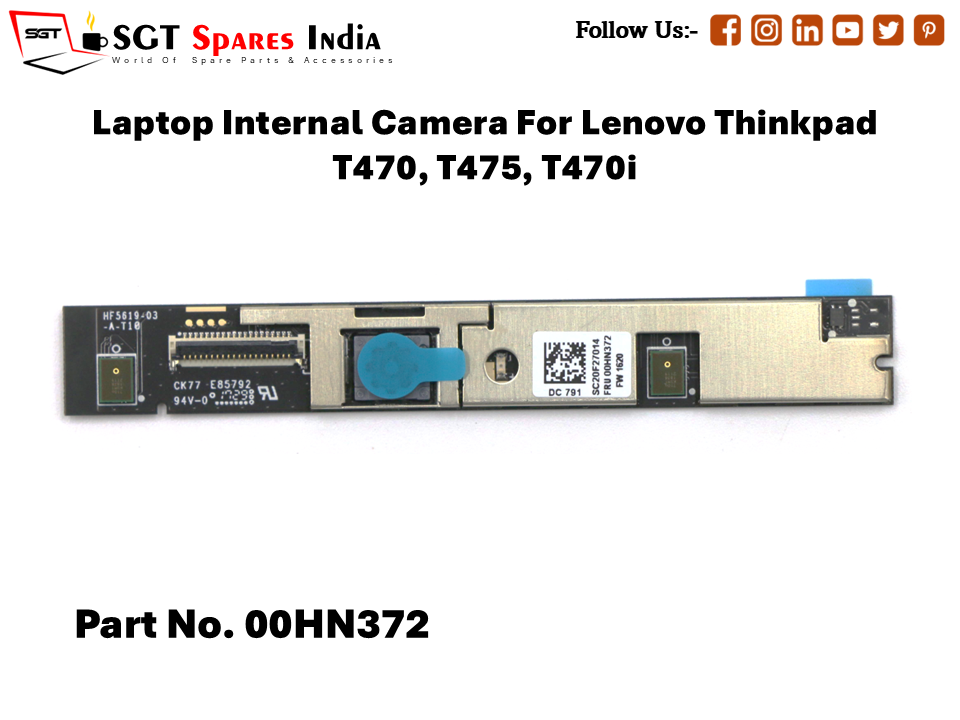 Laptop Internal Camera For Lenovo Thinkpad T470, T475, T470i Part No. 00HN372