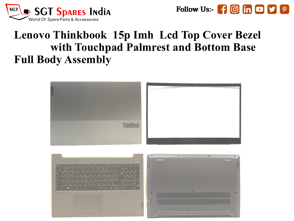 Lenovo Thinkbook 15p Imh Laptop Lcd Top Cover Bezel with Touchpad Palmrest and Bottom Base Full Body Assembly
