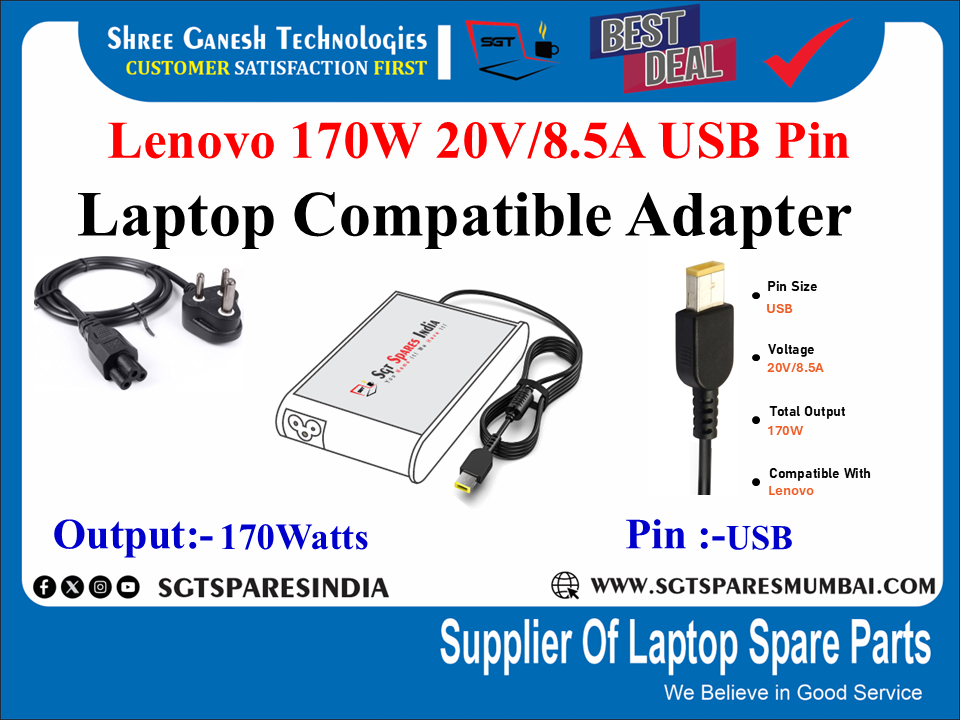Lenovo 170W 20V/8.5A USB Pin laptop compatile adapter