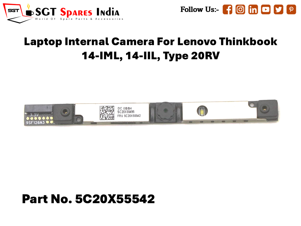 Laptop Internal Camera For Lenovo Thinkbook 14-IML, 14-IIL, Type 20RV Part No. 5C20X55542