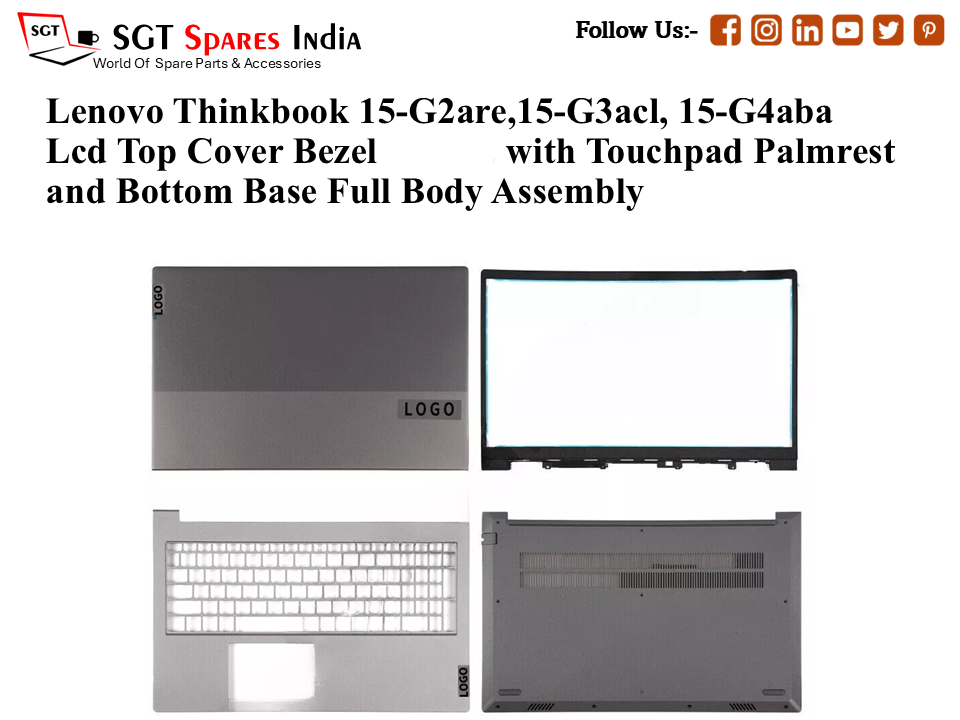 Lenovo Thinkbook 15-G2are,15-G3acl, 15-G4aba Laptop Lcd Top Cover Bezel with Touchpad Palmrest and Bottom Base Full Body Assembly