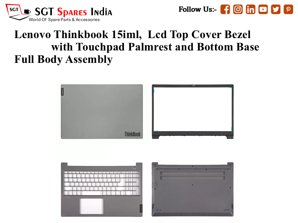 Lenovo Thinkbook 15-iml, Laptop Lcd Top Cover Bezel with Touchpad Palmrest and Bottom Base Full Body Assembly
