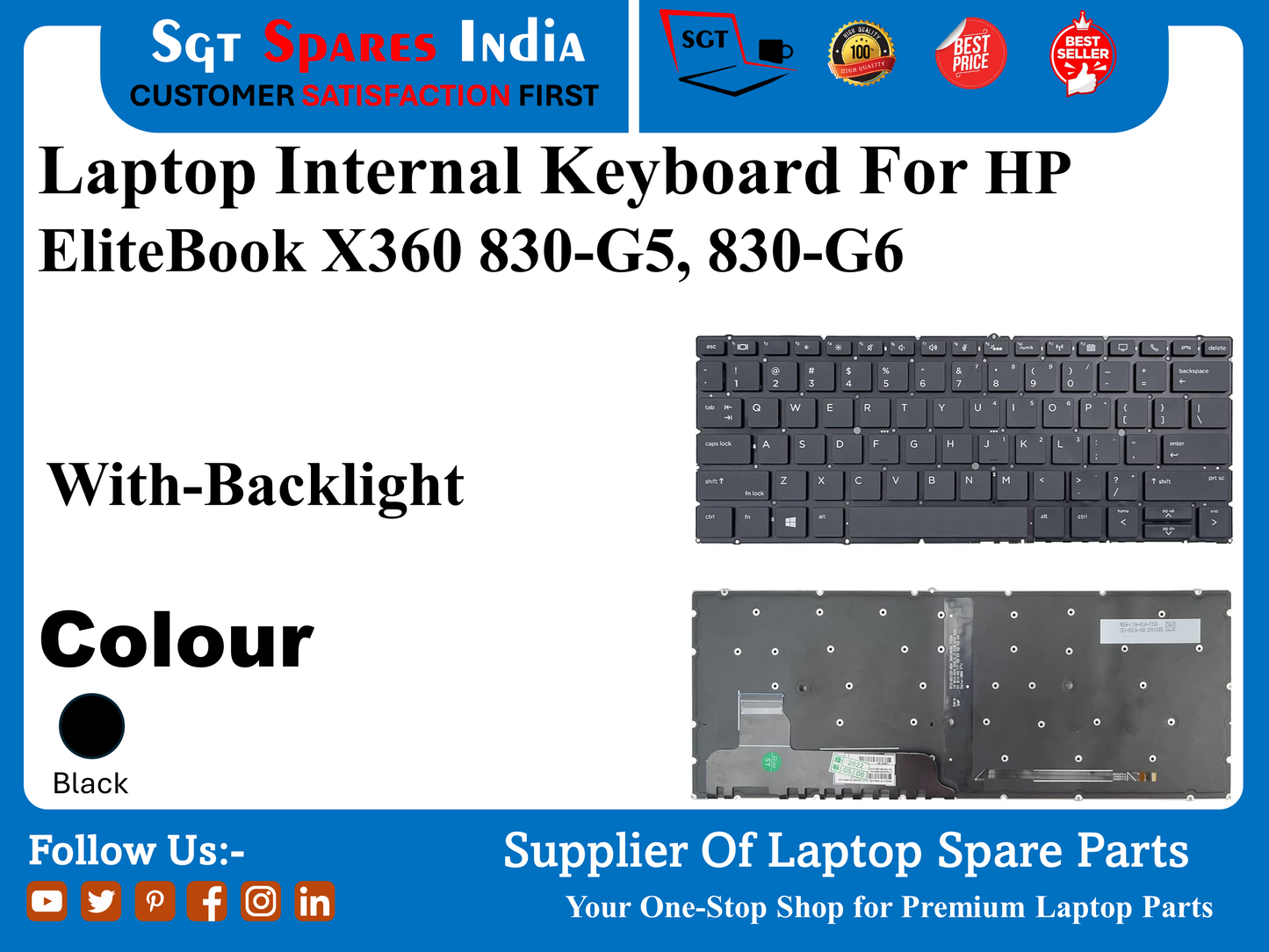 HP EliteBook X360 830-G5, 830-G6 рдХреЗ рд▓рд┐рдП рд▓реИрдкрдЯреЙрдк рдЗрдВрдЯрд░рдирд▓ рдХреАрдмреЛрд░реНрдб рдмреИрдХрд▓рд╛рдЗрдЯ рдХреЗ рд╕рд╛рде рд░рдВрдЧ рдХрд╛рд▓рд╛