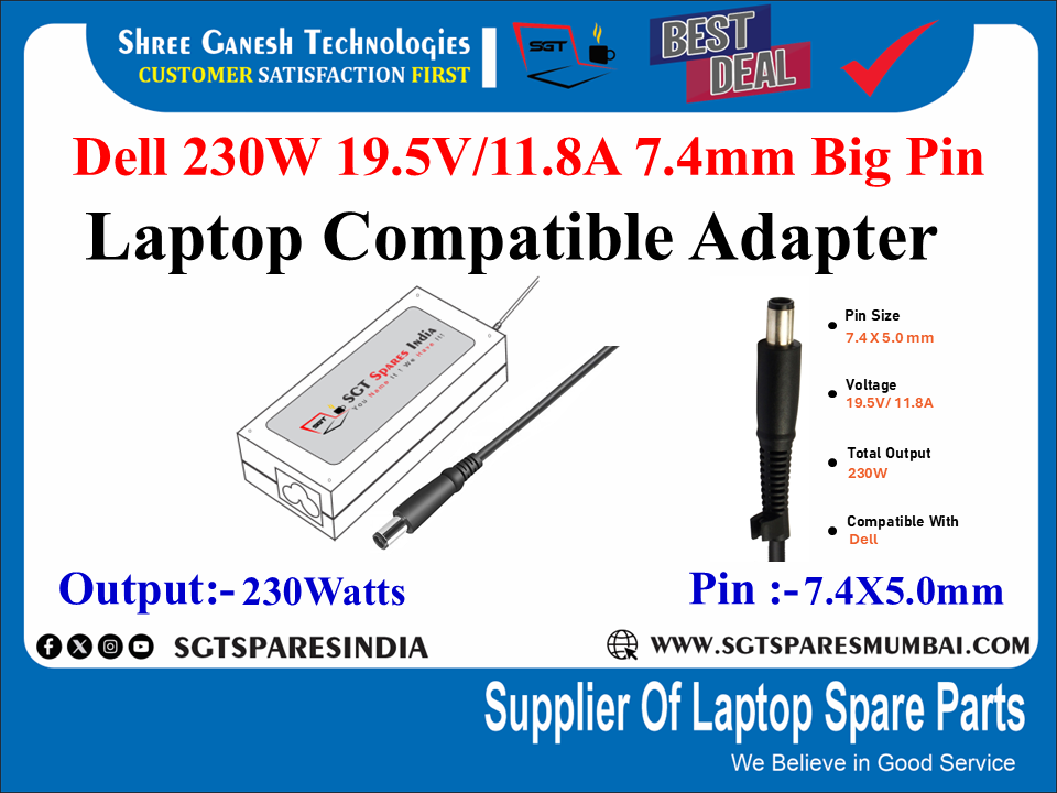Dell 230W 19.5V/11.8A 7.4mm Big Pin Laptop Compatible adapter