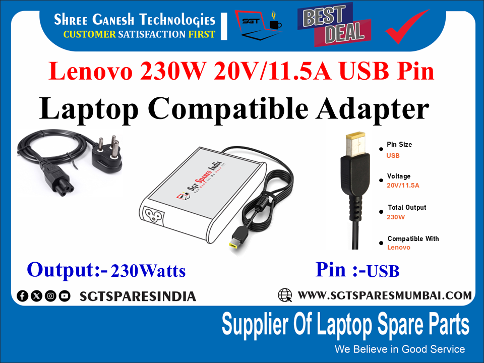 Lenovo 230W 20V/11.5A USB Pin laptop compatile adapter