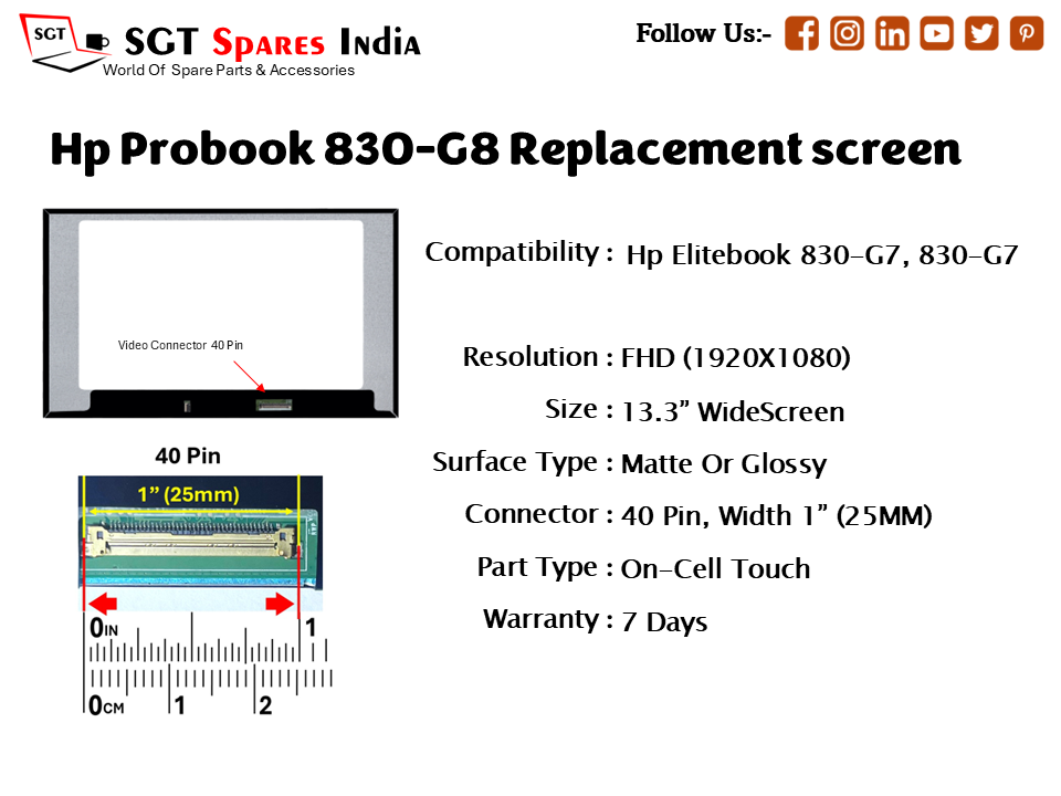 Hp Elitebook 830-g7 830-G8 Replacement Touch screen