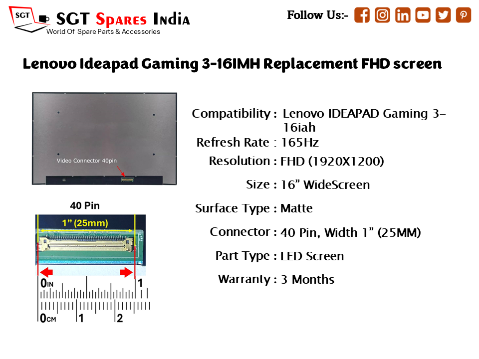 Lenovo Ideapad Gaming 3-16IMH Replacement FHD screen