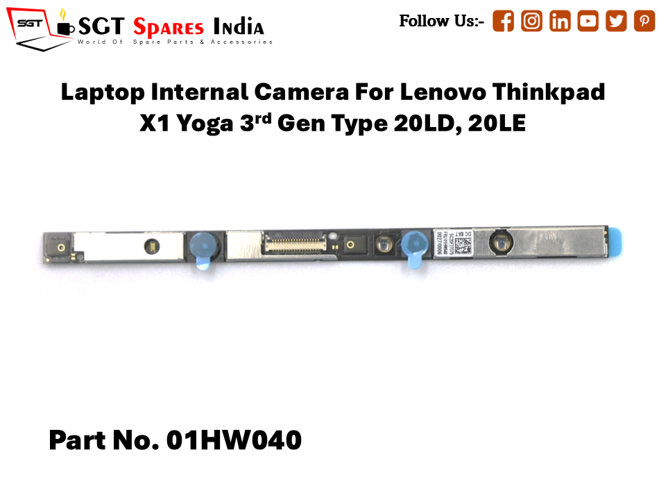 Laptop Internal Camera For Lenovo Thinkpad X1 Yoga 3rd Gen Type 20LD, 20LE Part No. 01HW040