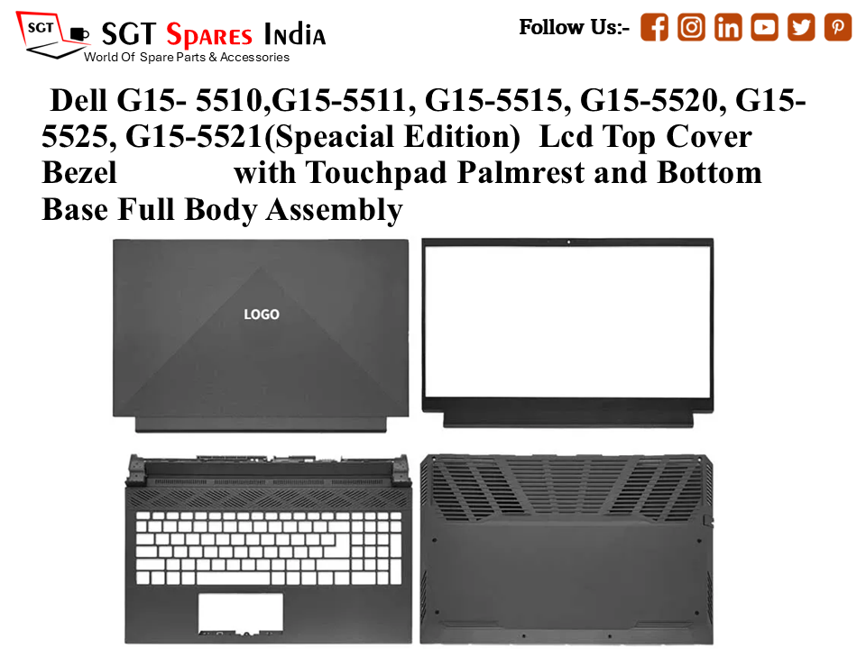 Dell G15- 5510,G15-5511, G15-5515, G15-5520, G15- 5525, G15-5521(Speacial Edition) Laptop Lcd Top Cover Bezel with Touchpad Palmrest and Bottom Base Full Body Assembly