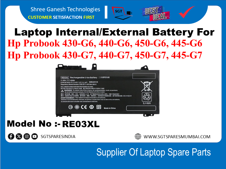 H-P RE03XL Internal Battery For Hp Probook 430-G6, 440-G6, 450-G6, 445-G6, Hp Probook 430-G7, 440-G7, 450-G7, 445-G7