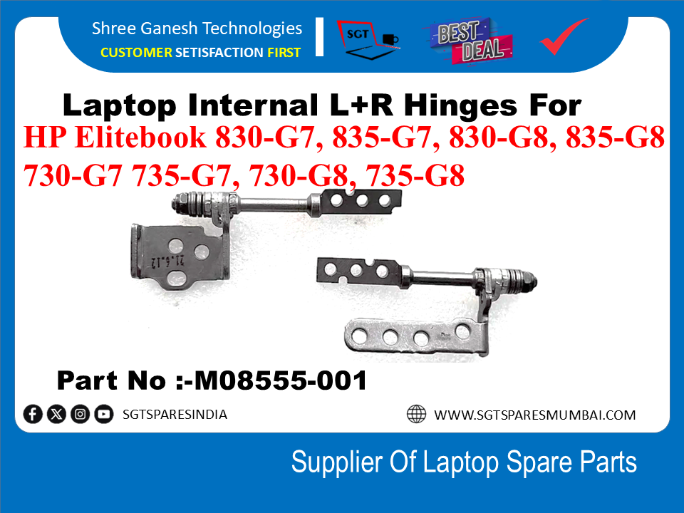 HP Elitebook 830-G7, 835-G7, 830-G8, 835-G8,730-G7 735-G7, 730-G8, 735-G8 भाग संख्या के लिए लैपटॉप आंतरिक L+R टिका:- M08555-001