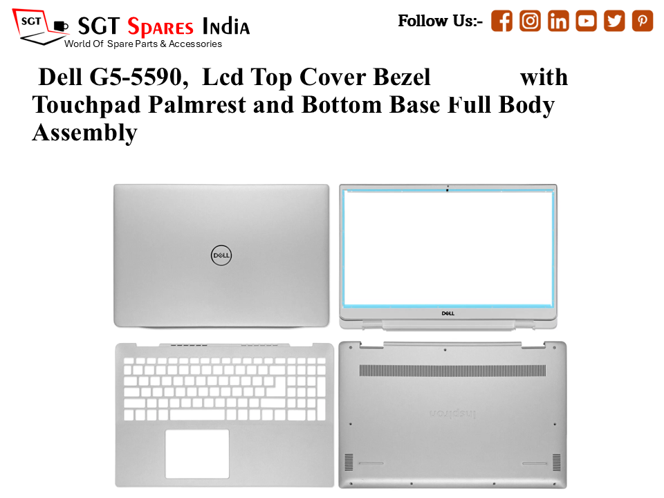 Dell G5- 5590, Laptop Lcd Top Cover Bezel with Touchpad Palmrest and Bottom Base Full Body Assembly