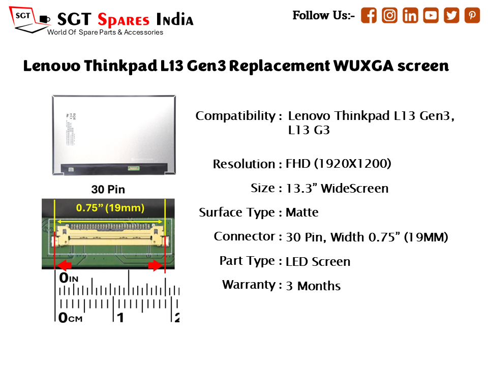 Lenovo Thinkpad L13 Gen3 Replacement WUXGA screen