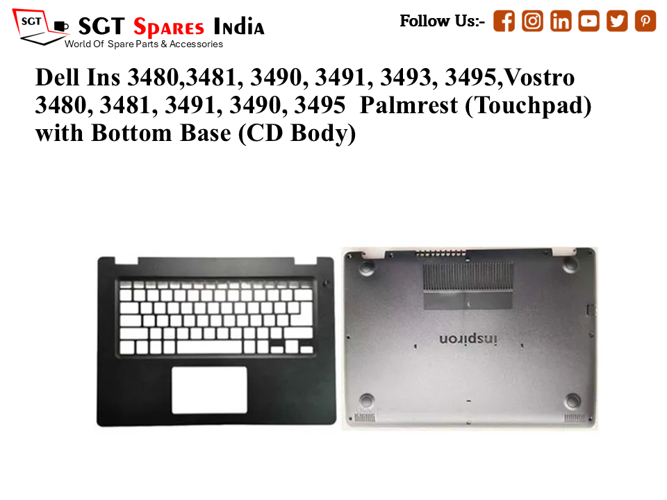Dell Ins 3480,3481, 3490, 3491, 3493, 3495,Vostro 3480, 3481, 3491, 3490, 3495 Palmrest (Touchpad) with Bottom Base (CD Body)
