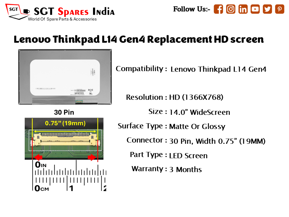 Lenovo Thinkpad L14 Gen4 Replacement HD screen