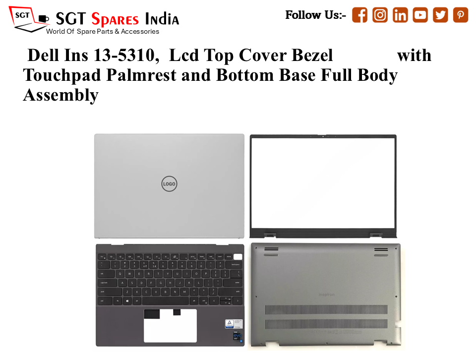 Dell Ins 13-5310, Laptop Lcd Top Cover Bezel with Touchpad Palmrest and Bottom Base Full Body Assembly