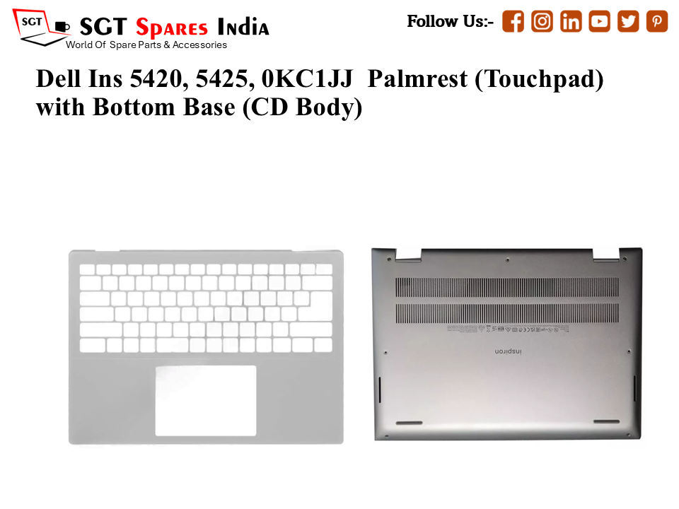 Dell Ins 5420, 5425, 0KC1JJ Palmrest (Touchpad) with Bottom Base (CD Body)