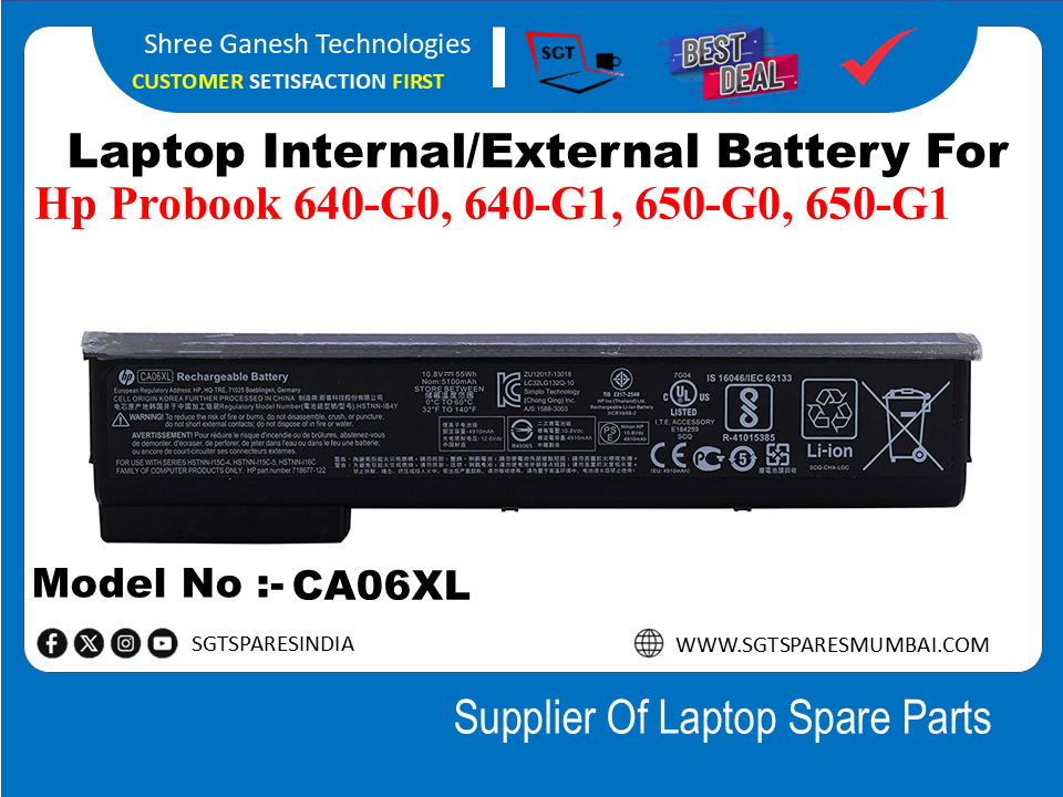 H-P CA06XL External Battery For Hp Probook 640-G0, 640-G1, 650-G0, 650-G1