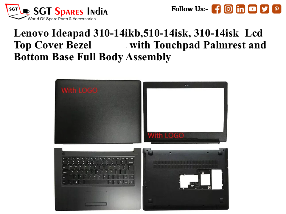 Lenovo Ideapad 310-14ikb,510-14isk, 310-14isk Laptop Lcd Top Cover Bezel with Touchpad Palmrest and Bottom Base Full Body Assembly