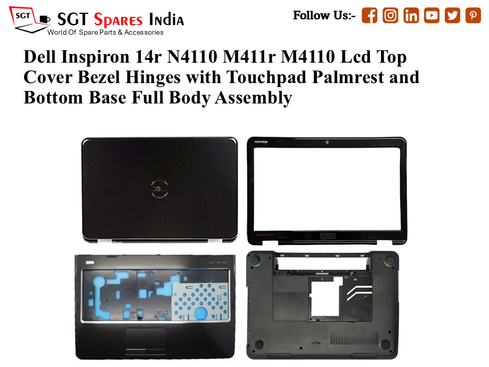 Dell Inspiron 14r N4110 M411r M4110 3ar06lbwi00 03dr0h 3dr0h Laptop Lcd Top Cover Bezel with Touchpad Palmrest and Bottom Base Full Body Assembly