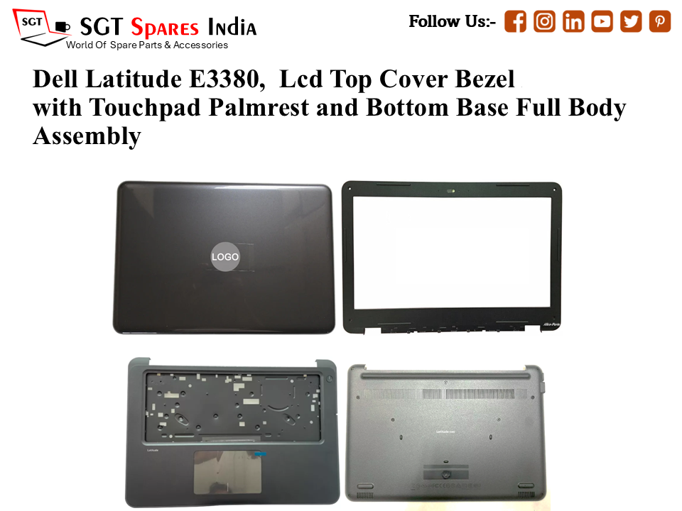Dell Latitude E3380, Laptop Lcd Top Cover Bezel with Touchpad Palmrest and Bottom Base Full Body Assembly