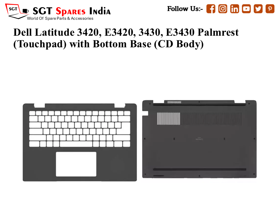 Dell Latitude 3420, E3420, 3430, E3430 Palmrest (Touchpad) with Bottom Base (CD Body)