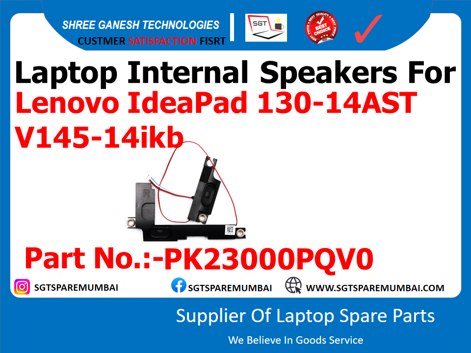 Laptop Internal Speakers For Lenovo IdeaPad 130-14AST V145-14ikb Part No.:-PK23000PQV0 5SB0R34881