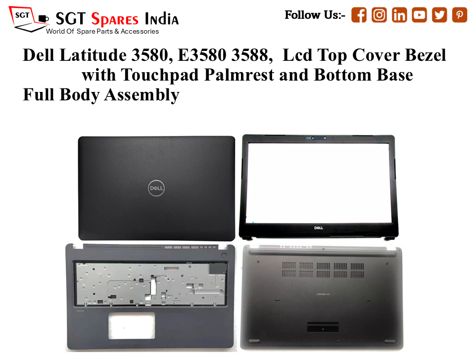 Dell Latitude 3580, E3580 3588, Laptop Lcd Top Cover Bezel with Touchpad Palmrest and Bottom Base Full Body Assembly