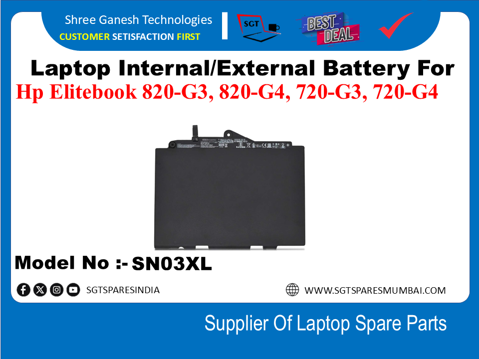 H-P SN03XL Internal Battery For Hp Elitebook 820-G3, 820-G4, 720-G3, 720-G4