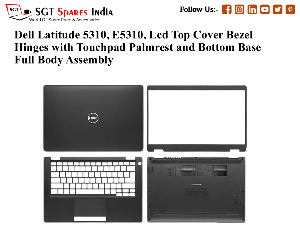Dell Latitude 5310, E5310, 0M77HG Laptop Lcd Top Cover Bezel with Touchpad Palmrest and Bottom Base Full Body Assembly
