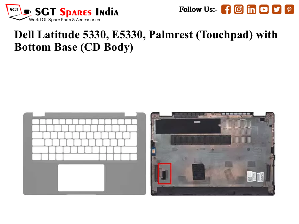 Dell Latitude 5330, E5330, Palmrest (Touchpad) with Bottom Base (CD Body)