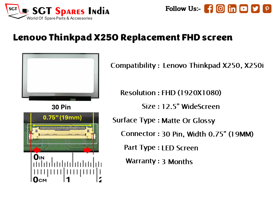 Lenovo Thinkpad X250 Replacement FHD screen