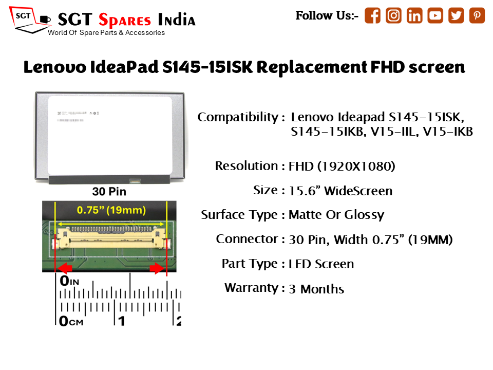 Lenovo IdeaPad S145-15ISK Replacement FHD screen