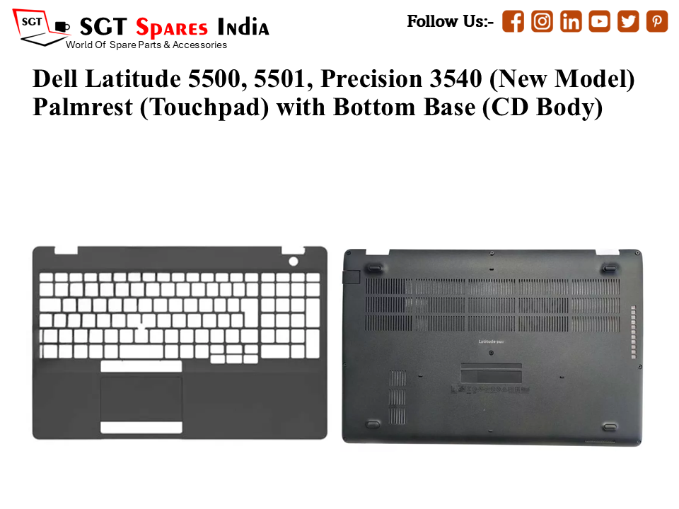 Dell Latitude 5500, 5501, Precision 3540 (New Model) Palmrest (Touchpad) with Bottom Base (CD Body)
