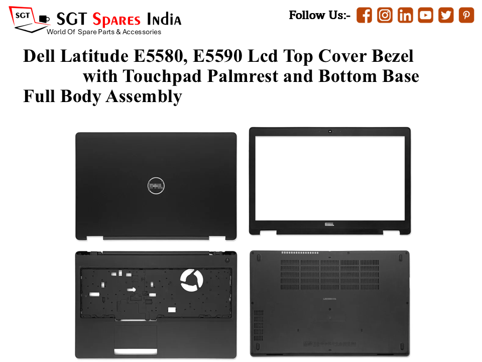 Dell Latitude E5580, E5590, 06YVTP Laptop Lcd Top Cover Bezel with Touchpad Palmrest and Bottom Base Full Body Assembly