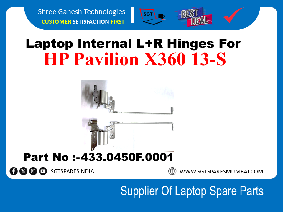 Laptop Internal L+R Hinges For HP Pavilion X360 13-S Part No :- 433.0450F.0001