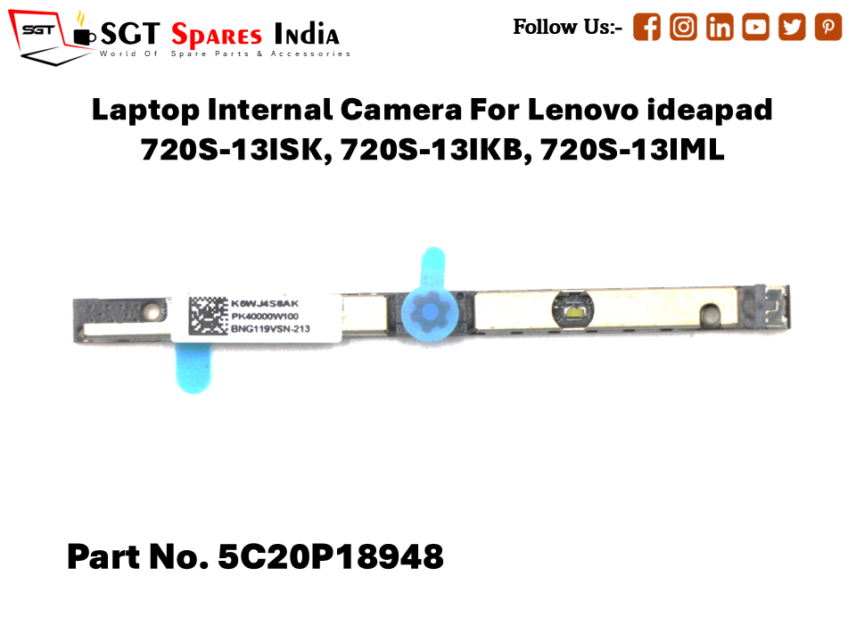 Laptop Internal Camera For Lenovo ideapad 720S-13ISK, 720S-13IKB, 720S-13IML Part No. 5C20P18948