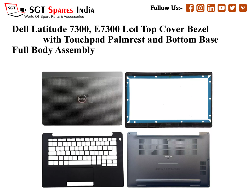 Dell Latitude 7300, E7300 01KHM3 Laptop Lcd Top Cover Bezel with Touchpad Palmrest and Bottom Base Full Body Assembly