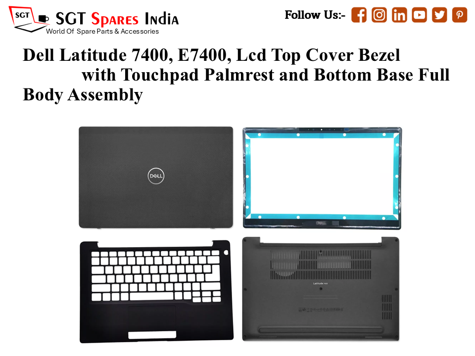 Dell Latitude 7400, E7400, 0PVG9F Laptop Lcd Top Cover Bezel with Touchpad Palmrest and Bottom Base Full Body Assembly